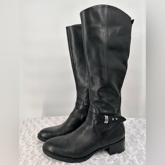 Franco Sarto Tall Leather Boots with Buckle Detail - Picture 1 of 9